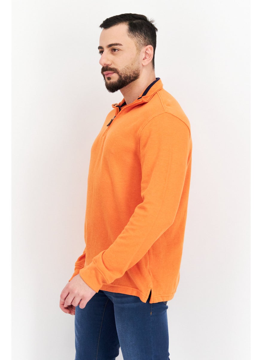 Club Room - Men High Neck Ribbed Long Sleeves Sweatshirt, Orange - Image 1