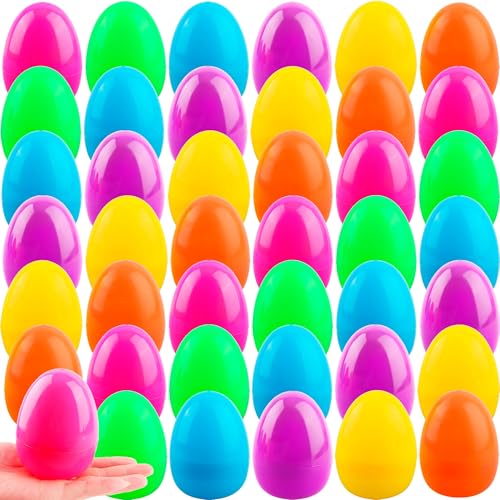 Haconba 42 Pack 4 Inch Large Easter Eggs Colorful Plastic Easter Egg Big Flat Bottom Fillable Easter Egg Bulk for Easter Party Supplies Basket Fillers 6 Colors - Image 1
