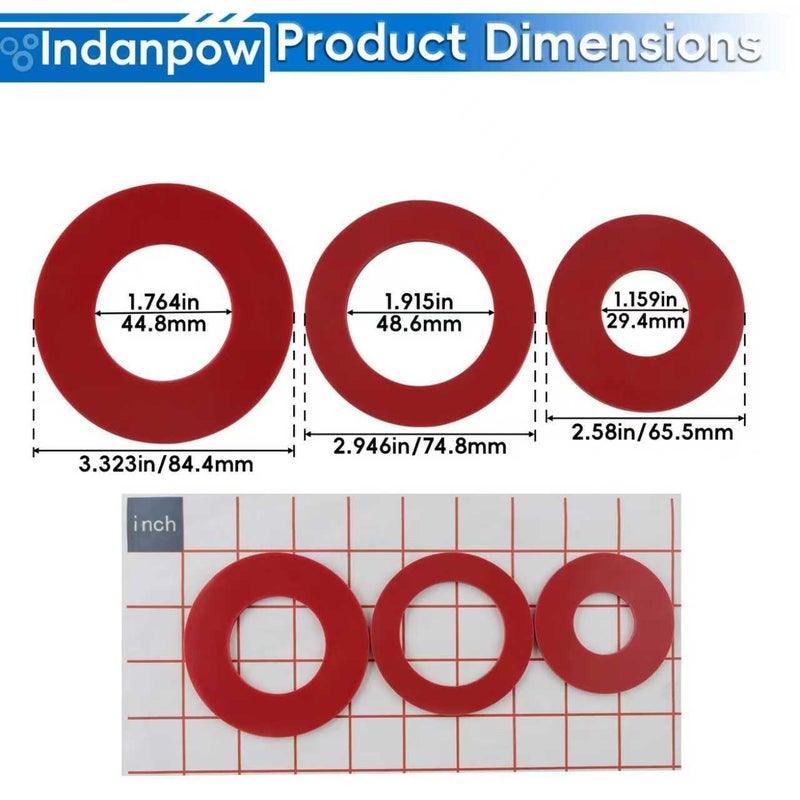 Indanpow 440BP Dual Flush Seal Kit for Toilet Tank Replacement Part, Fits N243OE, N2420, N2428R-DF, TL-6900-EW (2 Sets) - Image 2