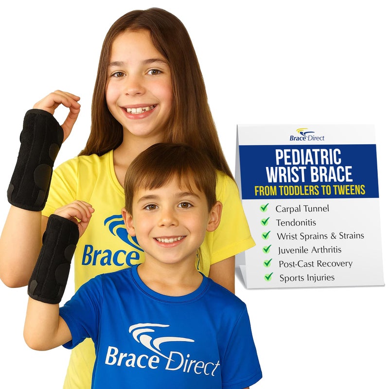 Brace Direct Kids Wrist Brace - Older Child Wrist Splint for Carpal Tunnel, Tendonitis, Sprains & Injuries - 8" Lace Up Design (Left Hand) - Image 1
