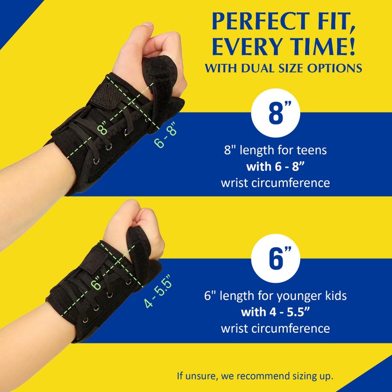 Brace Direct Kids Wrist Brace - Older Child Wrist Splint for Carpal Tunnel, Tendonitis, Sprains & Injuries - 8" Lace Up Design (Left Hand) - Image 3