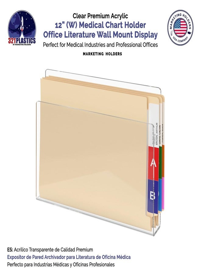 Marketing Holders Tablet or Patient Chart Holder with Open Sides Clear Acrylic 12" Wide Display for Magazines and Medical Files in Hospitals and Clinics Horizontal Hanging Organizer by Marketing Holders - Image 3
