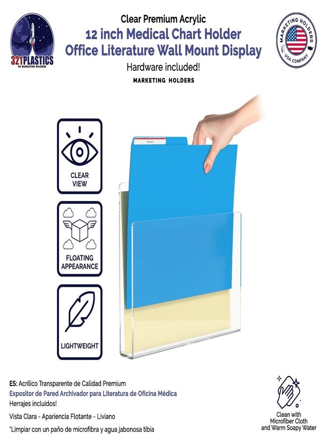 Marketing Holders Tablet or Patient Chart Holder with Open Sides Clear Acrylic 12" Wide Display for Magazines and Medical Files in Hospitals and Clinics Horizontal Hanging Organizer by Marketing Holders - Image 4
