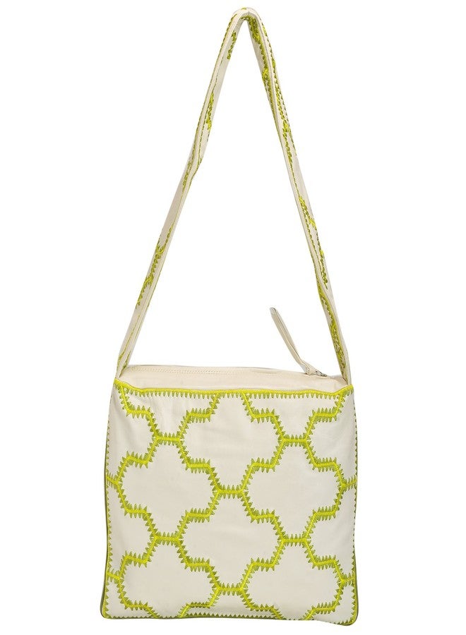 MANDAVA Genuine Leather With Full Thread Embroidery Ladies Handbag - Image 3