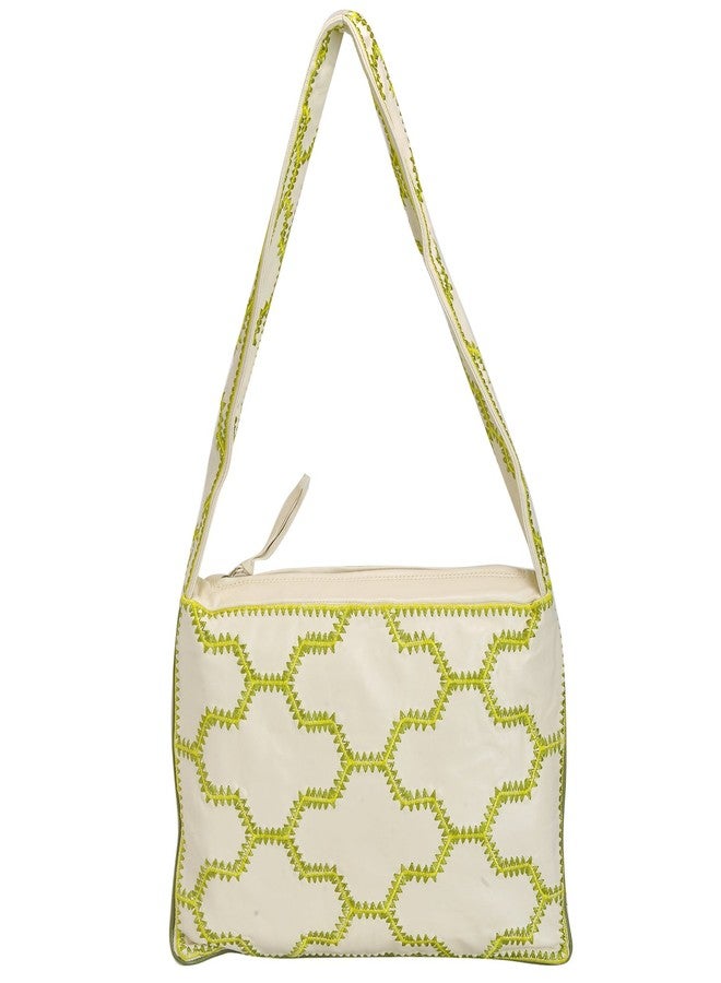 MANDAVA Genuine Leather With Full Thread Embroidery Ladies Handbag - Image 1