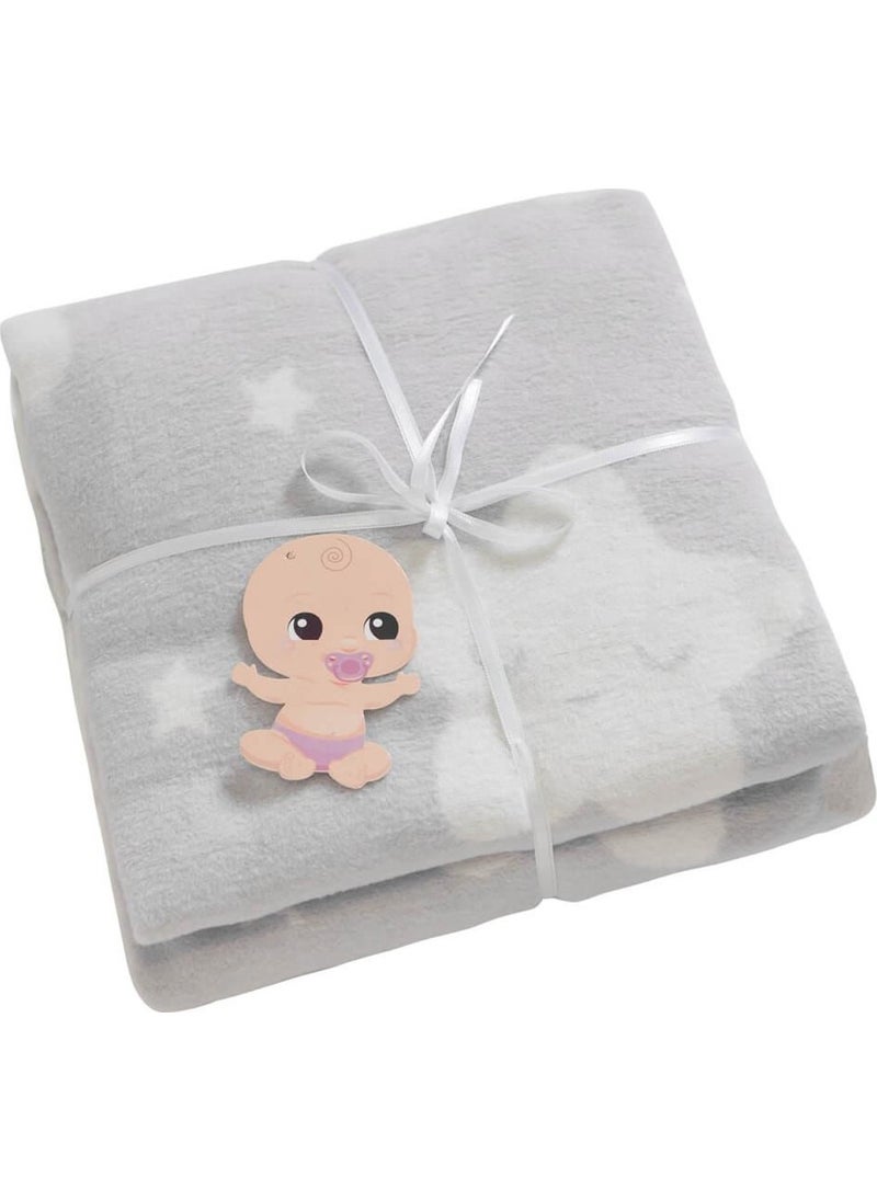 Dolce Bonita Home - Cotton Baby Blanket Star Light Grey - Image 1
