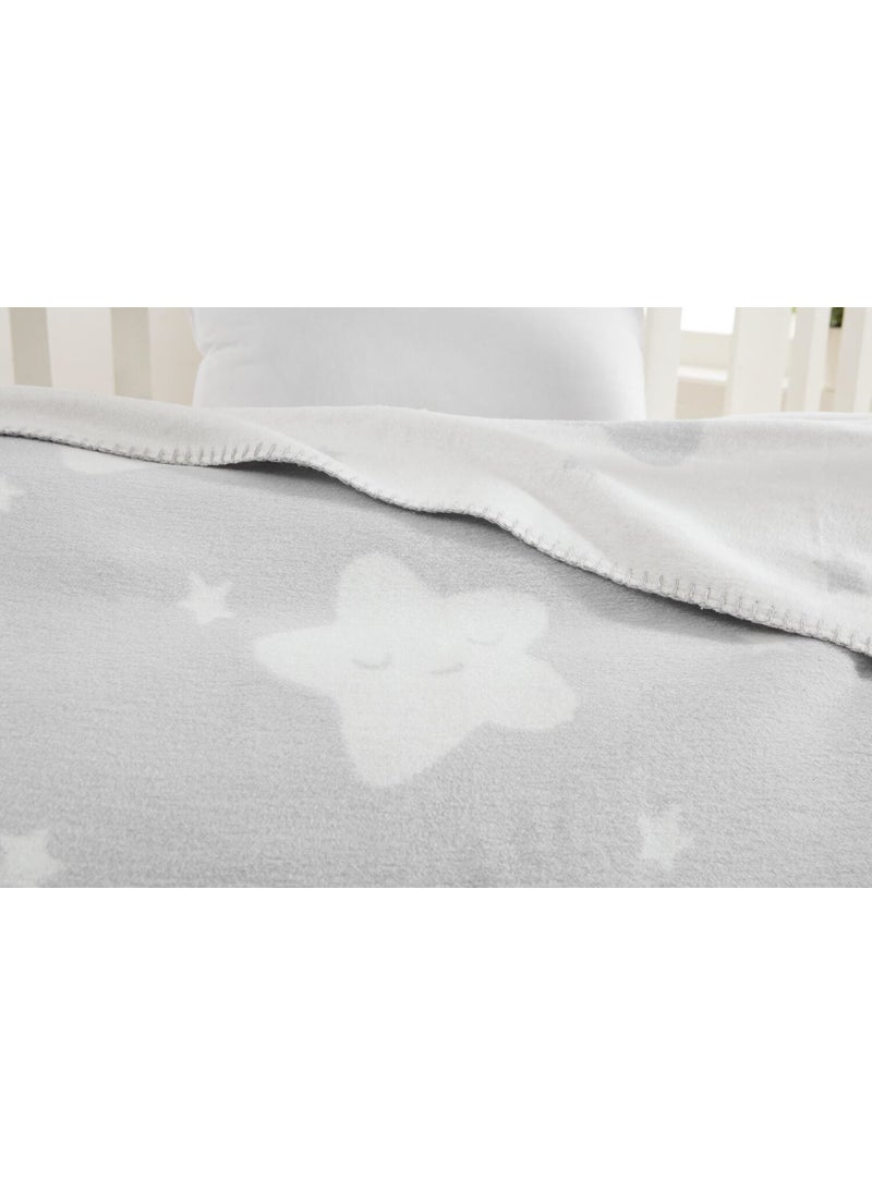 Dolce Bonita Home - Cotton Baby Blanket Star Light Grey - Image 1