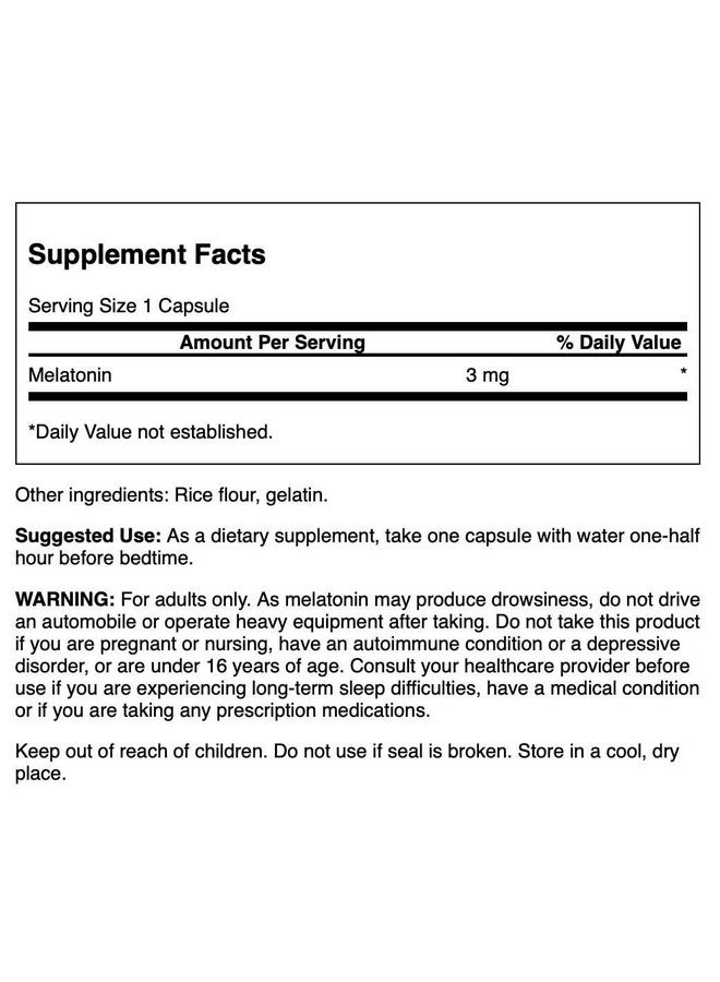 Swanson Melatonin 3 mg - 60 capsules - Image 2