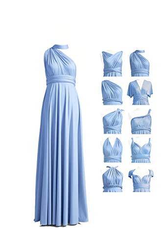 72styles فستان وصيفات الشرف للنساء 72styles طويل قابل للتحويل بكتف واحد فستان زفاف مسائي ماكسي لون أزرق غامق - Image 4