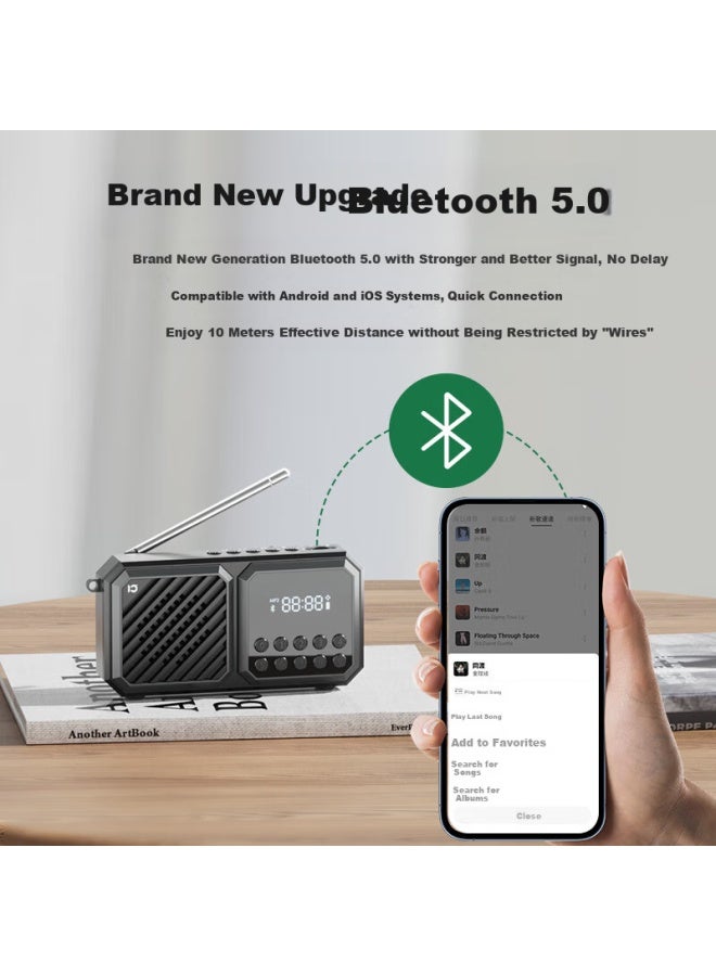 SHIDU F5 Radio, Elderly Audio, Bluetooth Multi-functional All-in Device, Play Music And Opera, Tf Card Insertable, Portable Speaker, Dream Blue - Image 2