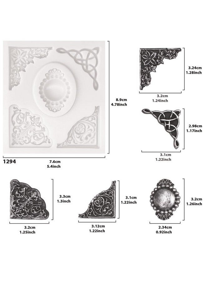 Funshowcase Angel Tag Frame Corner Scrollwork Fondant Silicone Mold for Cake Decoration, Polymer Clay Crafting Projects 4-Count - Image 3