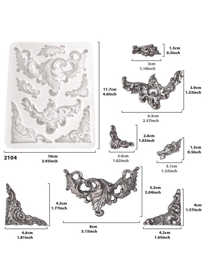 Funshowcase Angel Tag Frame Corner Scrollwork Fondant Silicone Mold for Cake Decoration, Polymer Clay Crafting Projects 4-Count - Image 4