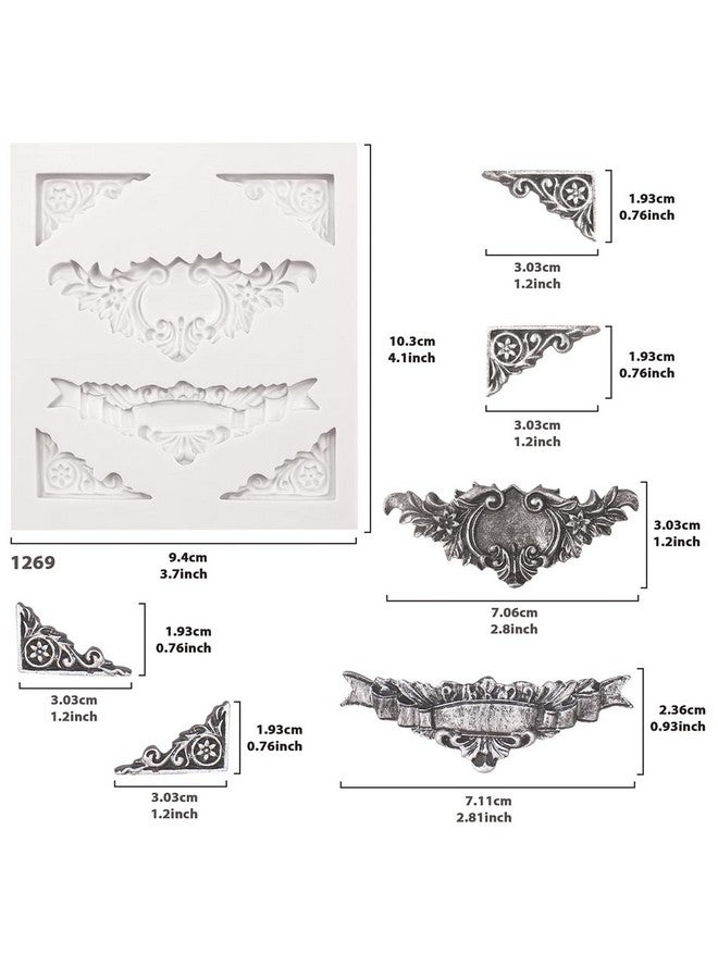Funshowcase Angel Tag Frame Corner Scrollwork Fondant Silicone Mold for Cake Decoration, Polymer Clay Crafting Projects 4-Count - Image 5