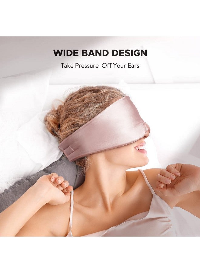 ليت بيير قناع نوم حرير من LitBear لمن ينامون على جانبهم، قناع للعينين للنوم للنساء والرجال، مصنوع من حرير التوت الخالص بنسبة 100%، بكثافة 22 مومي، غطاء للعينين مبطن من الحرير يحيط بالوجه للنوم مع شريط قابل للتعديل (وردي) - Image 4