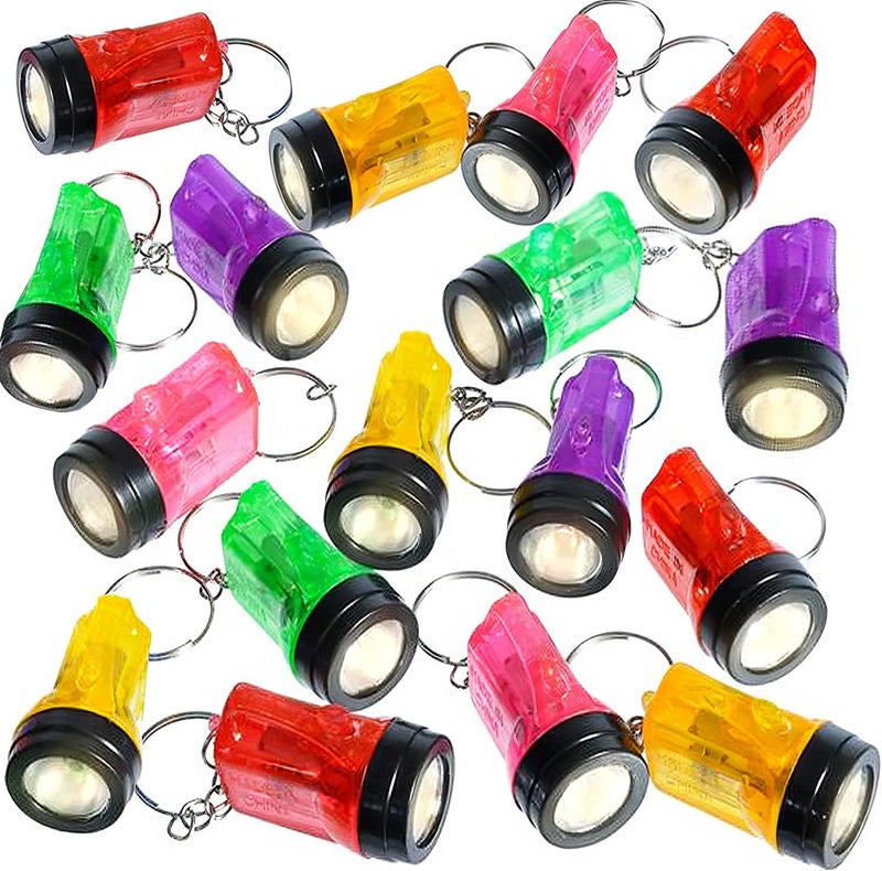 Art Creativity Mini Flashlight Keychains, Pack of 24, LED Key Chains for Kids in Assorted Colors, 1.5 Inch Durable Plastic Keyholders, Birthday Party Favors, Goodie Bag Fillers - Image 1