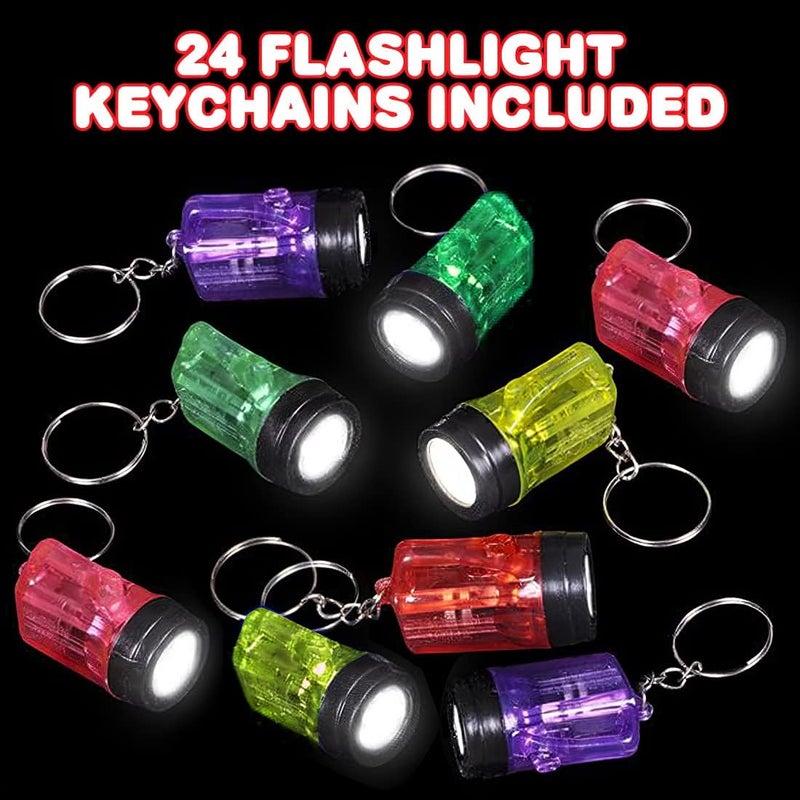 Art Creativity Mini Flashlight Keychains, Pack of 24, LED Key Chains for Kids in Assorted Colors, 1.5 Inch Durable Plastic Keyholders, Birthday Party Favors, Goodie Bag Fillers - Image 2