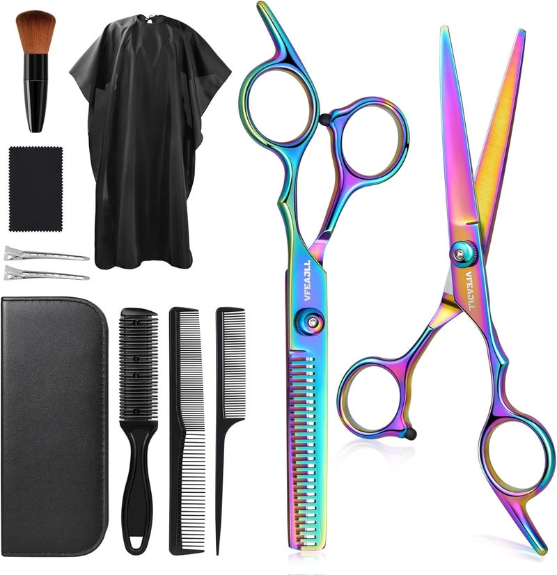 Hair Cutting Scissors Kits11Pcs Professional Haircut Scissors Kit with CombClipsCapeNew Craftsmanship Stainless Steel Hairdressing Thinning Shears Set for BarberSalonHomeMenWomen