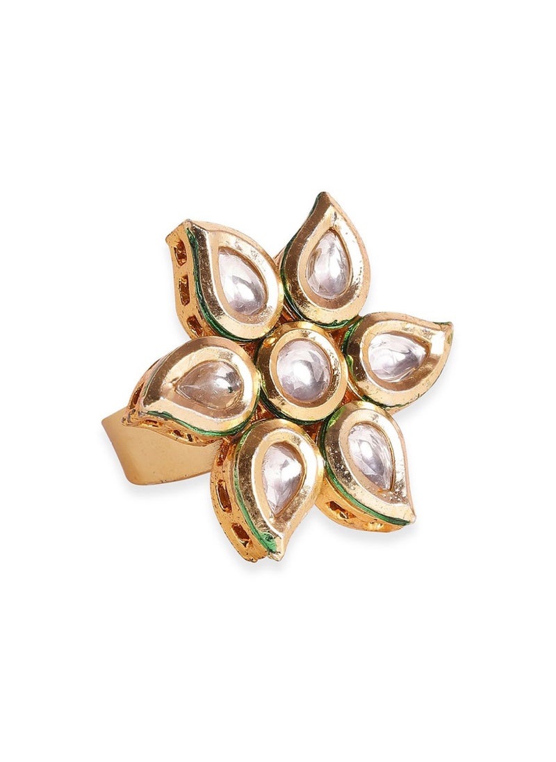 Priyaasi Kundan Studded Finger Ring  - Image 2