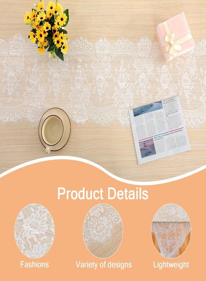 cobee 20 Pcs White Lace Table Runners, 14 x 120 Inch Rustic Embroidered Boho Table Runner Vintage Floral Wedding Decoration for Bridal Shower Vintage Party Decor - Image 4