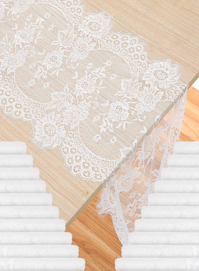 cobee 20 Pcs White Lace Table Runners, 14 x 120 Inch Rustic Embroidered Boho Table Runner Vintage Floral Wedding Decoration for Bridal Shower Vintage Party Decor - Image 1