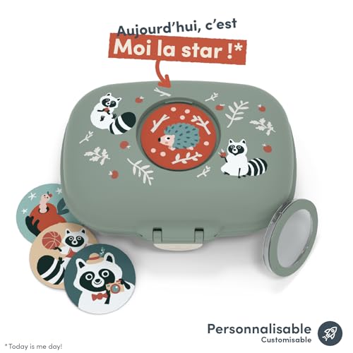 monbento - Kids Snack Box MB Gram green Raccoon - Boys & Girls - Snack Box Perfect for Snacks To Go - Customizable - BPA Free - Food Grade Safe - Green - Image 4