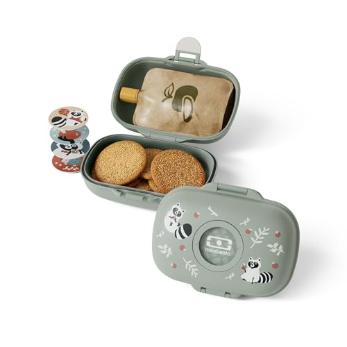 monbento - Kids Snack Box MB Gram green Raccoon - Boys & Girls - Snack Box Perfect for Snacks To Go - Customizable - BPA Free - Food Grade Safe - Green - Image 5