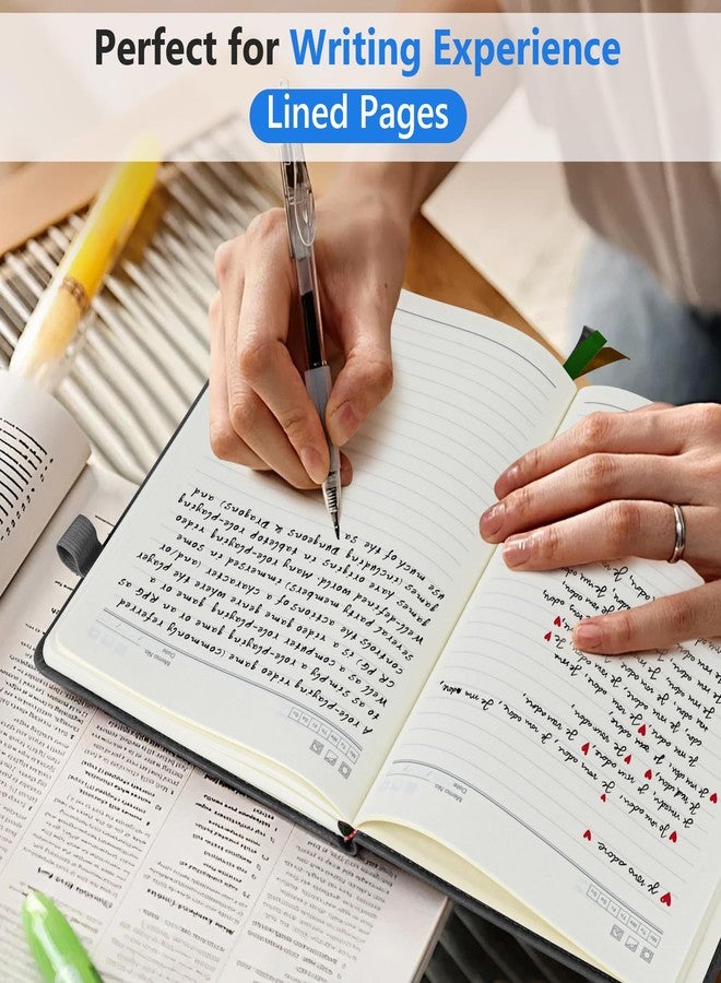 PERCUN Lined Journal Notebook for Men & Women, 160 Pages College Ruled Journal for Writing, A5 Hardcover Leather Notebooks for Work, School, Business, Travel, Daily Diary 5.9" x 8.5" (Black) - Image 3