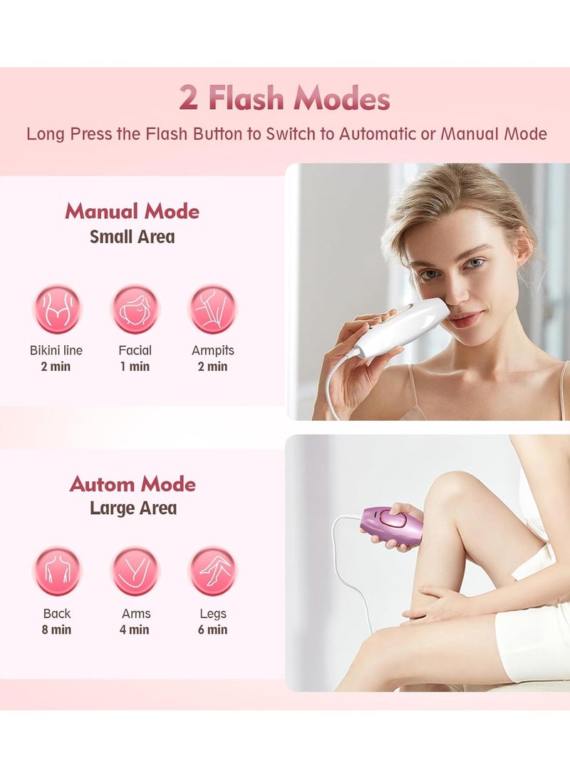 Digi Core جهاز إزالة الشعر بالليزر IPL للنساء والرجال، 500000 ومضة، جهاز إزالة الشعر الدائم للاستخدام المنزلي، تقنية الضوء غير المؤلمة للوجه والذراعين والساقين والجسم، نظام إزالة الشعر الآمن باللون الوردي - Image 4