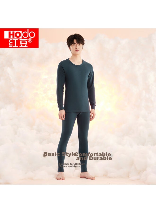 Hongdou Men's Autumn Underwear Set, Pure Cotton Round Neck Thermal Top And Bottom, Thin Base Layer Thermal Underwear - Image 2