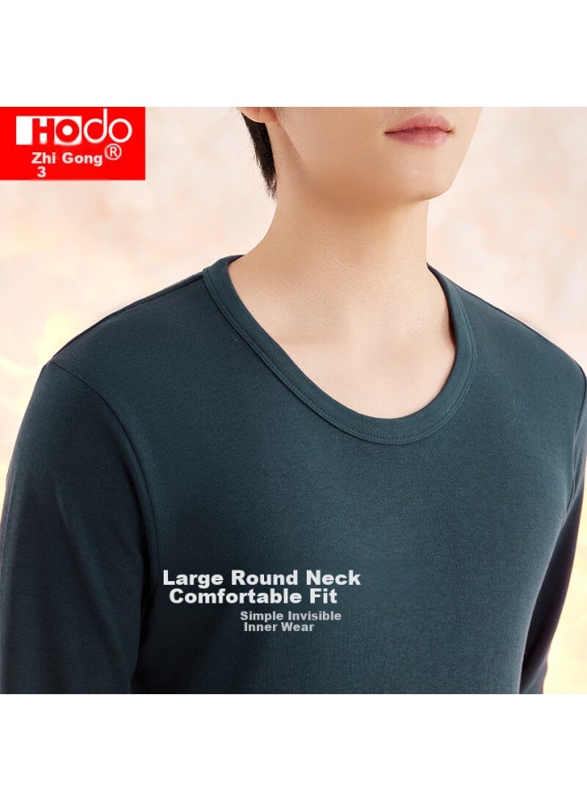 Hongdou Men's Autumn Underwear Set, Pure Cotton Round Neck Thermal Top And Bottom, Thin Base Layer Thermal Underwear - Image 4
