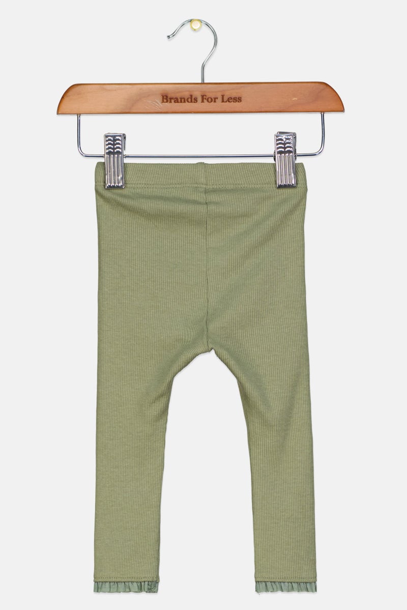 NAME IT Toddlers Girl Ribbed Leggings, Olive - Image 2