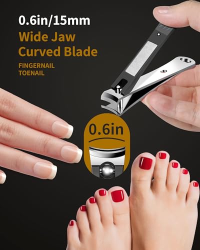 EBEWANLI Large Nail Clippers, 15mm Ultra Wide Toenail Clippers for Thick Toenails, Stainless Steel Fingernail Clipper Built in Nail File, Curved Blade Toe Nail Cutter Trimmer for Men or Women - Image 3