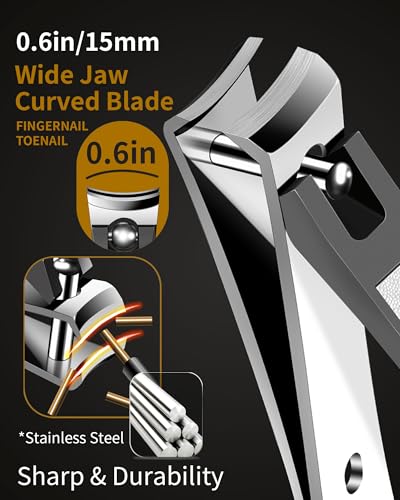 EBEWANLI Large Nail Clippers, 15mm Ultra Wide Toenail Clippers for Thick Toenails, Stainless Steel Fingernail Clipper Built in Nail File, Curved Blade Toe Nail Cutter Trimmer for Men or Women - Image 5