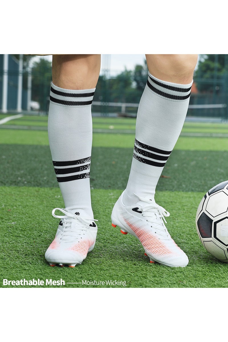 جناح السماء جوارب كرة قدم، جوارب رياضية طويلة للركبة، جوارب رياضية ضاغطة للساق للرجال والنساء، جوارب رياضية سميكة للتدفئة والجري وكرة القدم - أبيض - 4 أزواج - Image 4