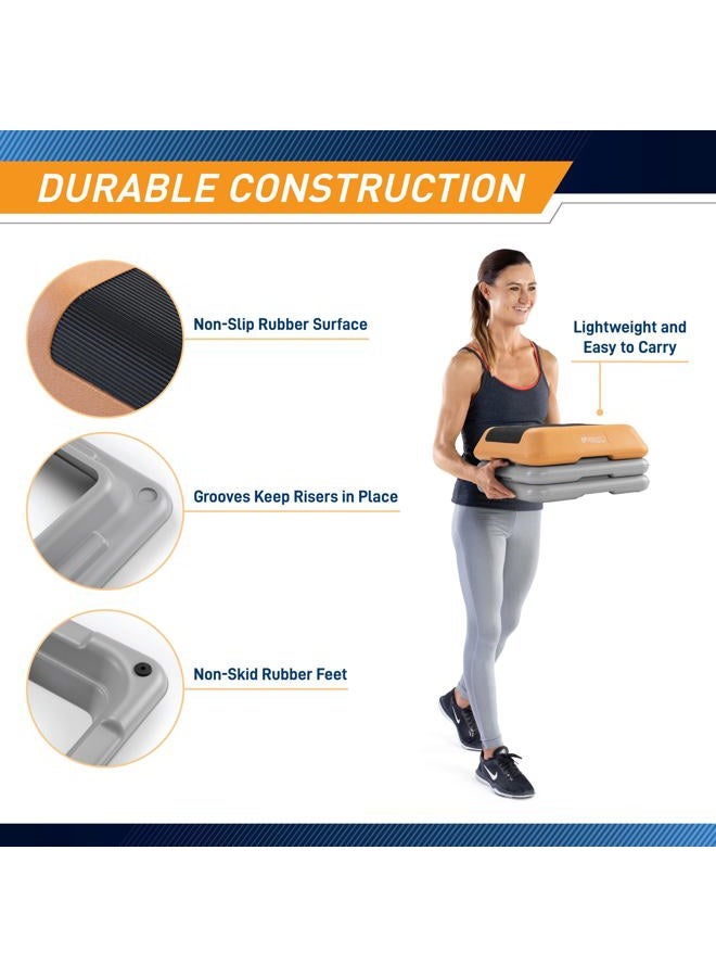 Marcy Circuit Fitness 16 x 16 inches Adjustable Height Aerobic Step Platform with 2 Risers, Non-Slip Rubber Surface, Home Exercise Fitness Training, Peach Fuzz, STEP-PEACH01-2R - Image 5