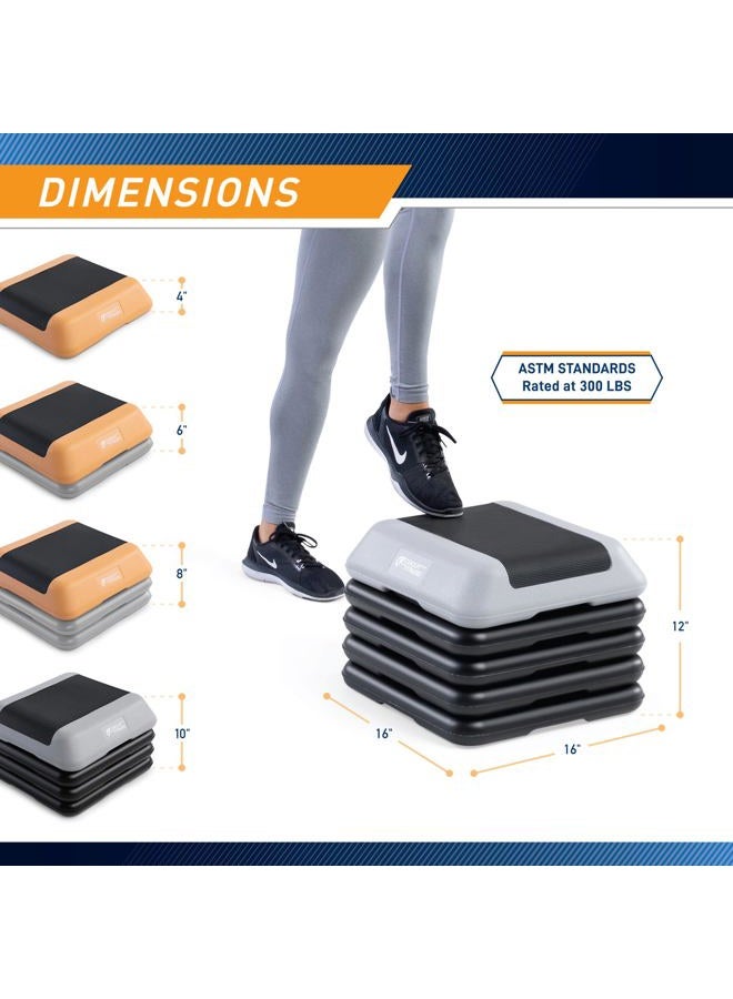 Marcy Circuit Fitness 16 x 16 inches Adjustable Height Aerobic Step Platform with 2 Risers, Non-Slip Rubber Surface, Home Exercise Fitness Training, Peach Fuzz, STEP-PEACH01-2R - Image 3