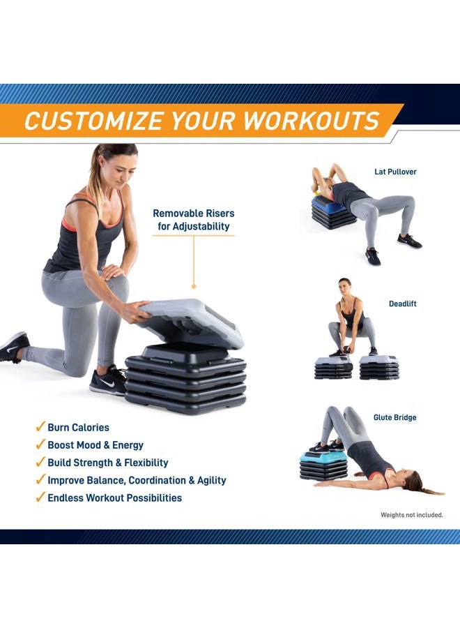 Marcy Circuit Fitness 16 x 16 inches Adjustable Height Aerobic Step Platform with 2 Risers, Non-Slip Rubber Surface, Home Exercise Fitness Training, Peach Fuzz, STEP-PEACH01-2R - Image 4