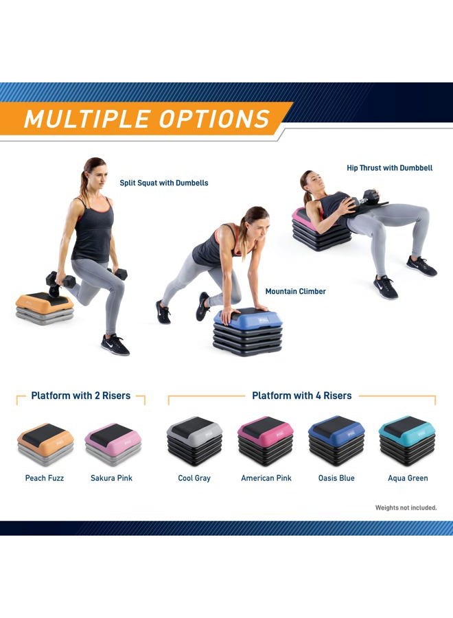 Marcy Circuit Fitness 16 x 16 inches Adjustable Height Aerobic Step Platform with 2 Risers, Non-Slip Rubber Surface, Home Exercise Fitness Training, Peach Fuzz, STEP-PEACH01-2R - Image 2