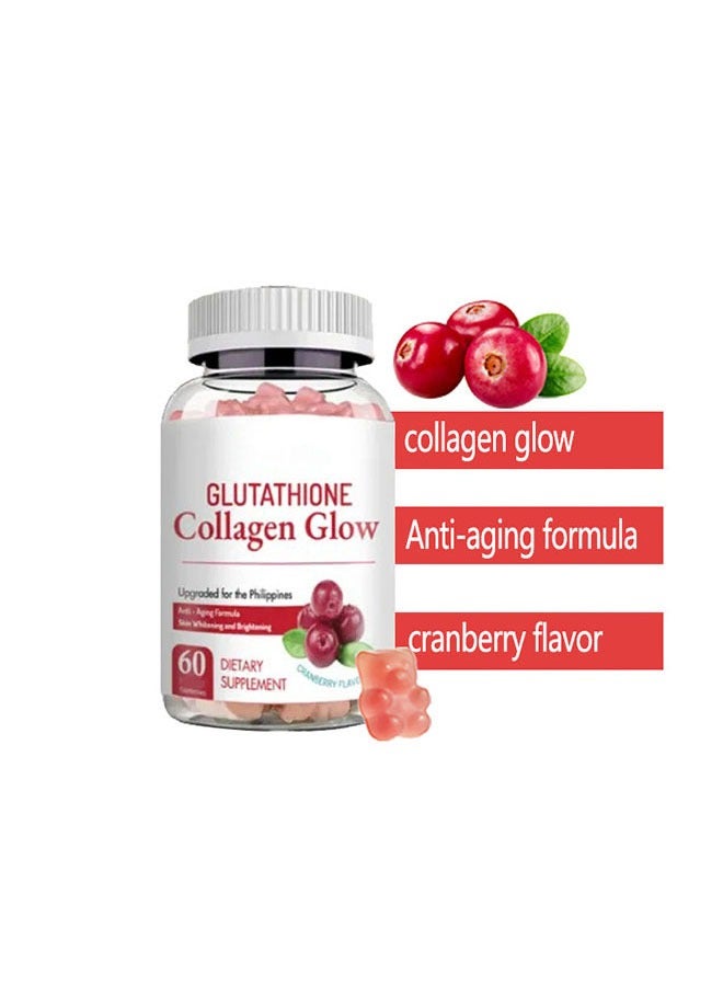 Ocean Glutathione Collagen Glow Gummies 60 Capsules, Anti Aging Formula, Skin Whiteningt and Brightening Vitamins, A Bear Shaped Gummie, Cranberry Flavor Dietary Supplement - Image 2