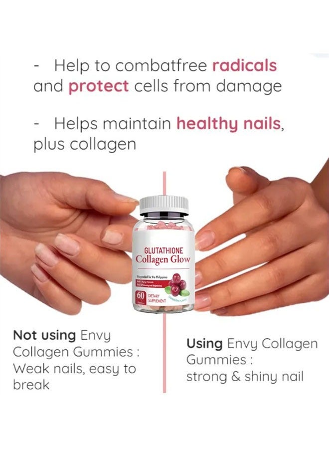 Ocean Glutathione Collagen Glow Gummies 60 Capsules, Anti Aging Formula, Skin Whiteningt and Brightening Vitamins, A Bear Shaped Gummie, Cranberry Flavor Dietary Supplement - Image 3