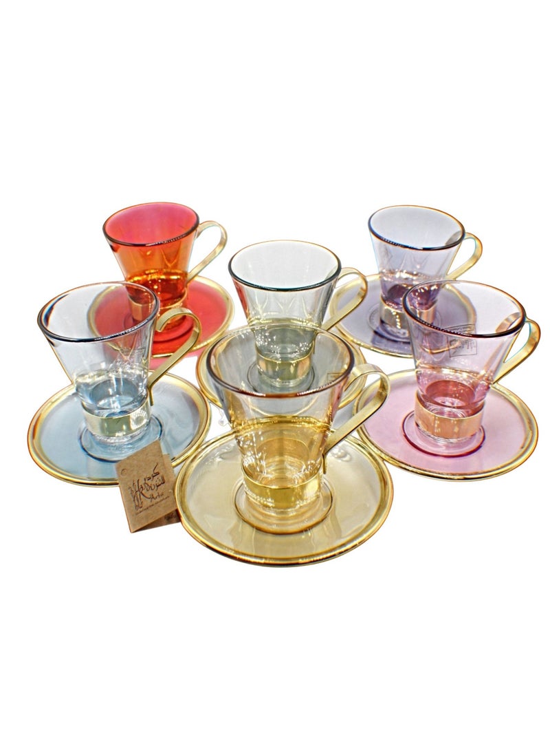 KuduArts Tea cups with saucer glass 6 pieces - Image 1