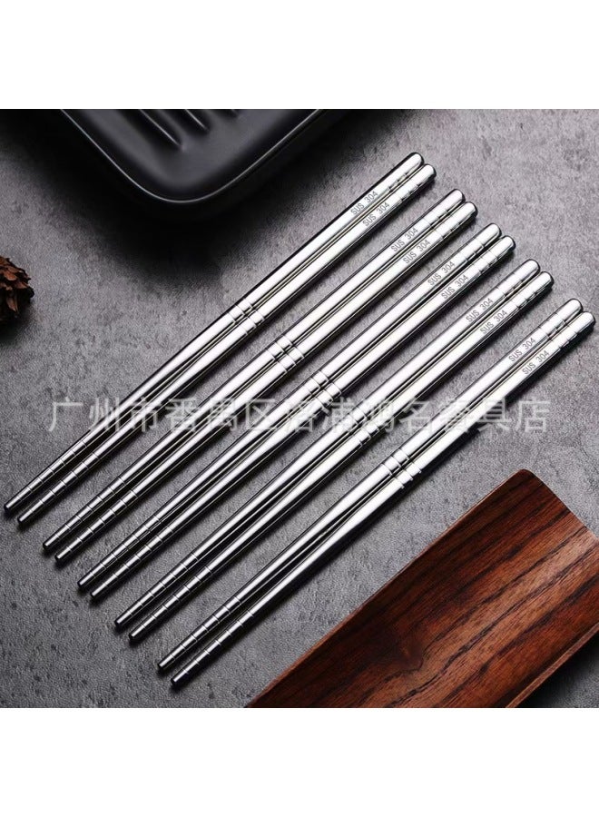 6.5mm 22.5cm Heat Insulation 5 Pairs Of 10 Pairs Of 304 Square Chopsticks Set Laser Pattern Chopsticks Wholesale-Specifications:16cm Bare Body Chopsticks 201 Plus 2cm Bare Body No. 2 Round 16cm Complete Set  - Image 4
