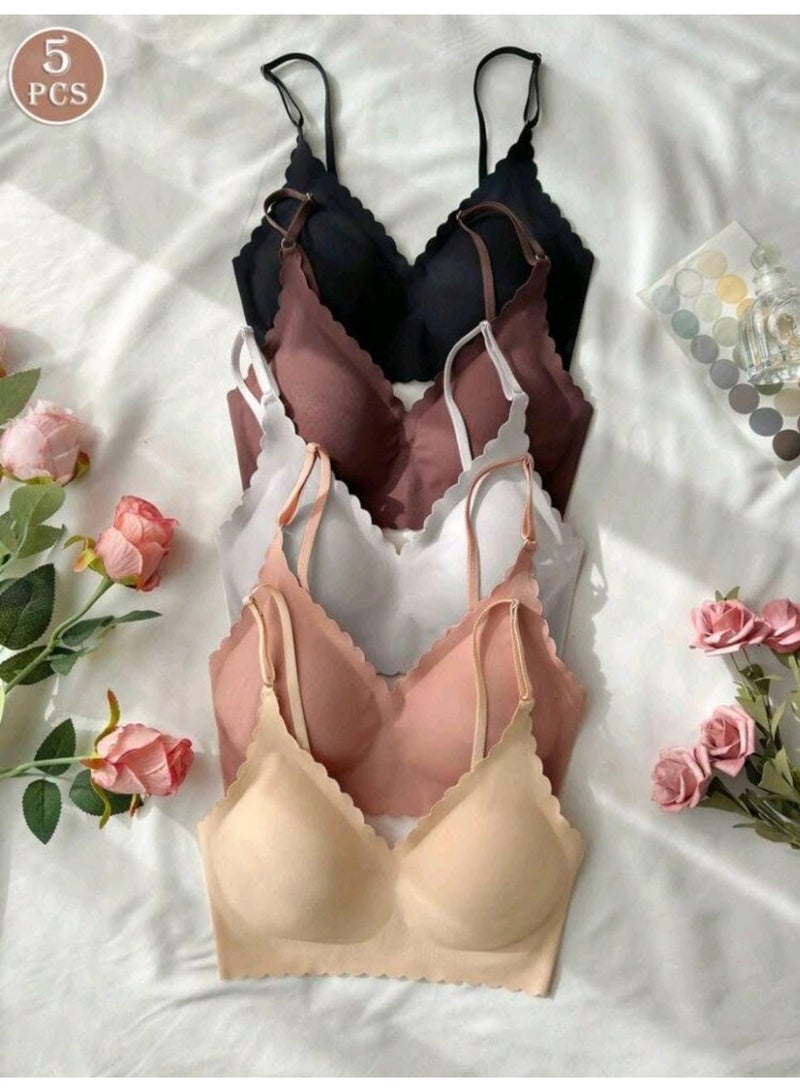 شي إن SHEIN-5pcs Women Seamless Solid Color Bra - Image 1