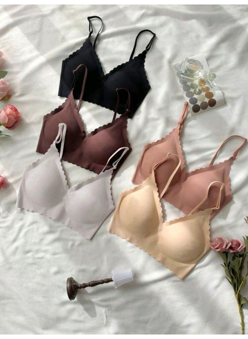 شي إن SHEIN-5pcs Women Seamless Solid Color Bra - Image 4