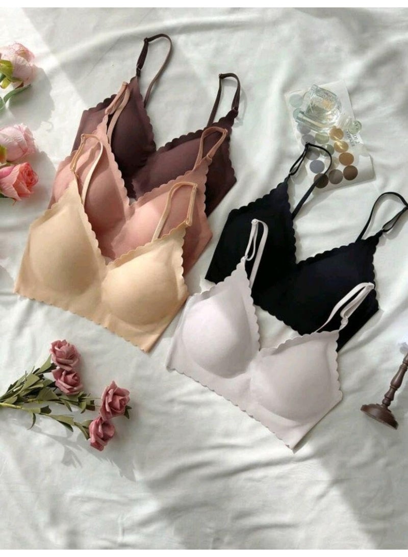 شي إن SHEIN-5pcs Women Seamless Solid Color Bra - Image 5