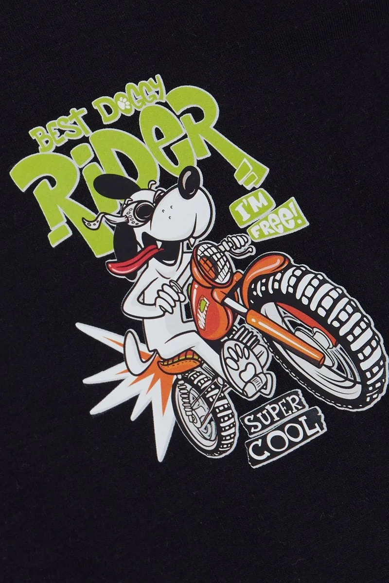 Export Boy's Singlet Wide Strap Motorcycle Cool Dog Printed 9-, Navy Blue