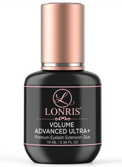 7-8 Weeks Retention/Eyelash Extension Glue Volume Advanced Ultra+ LONRIS Lash 10 ml/1-2 Sec Drying time/Maximum Bonding/Semi-Permanent Extensions Supplies/Professional Use Only Black Adhesive