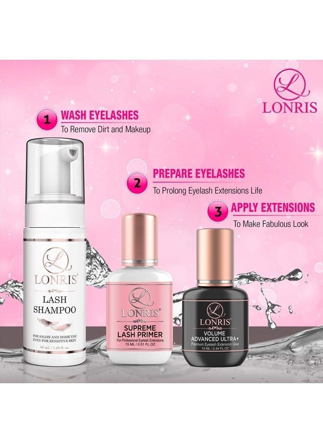 LONRIS - 7-8 Weeks Retention/Eyelash Extension Glue Volume Advanced Ultra+ LONRIS Lash 10 ml/1-2 Sec Drying time/Maximum Bonding/Semi-Permanent Extensions Supplies/Professional Use Only Black Adhesive - Image 1