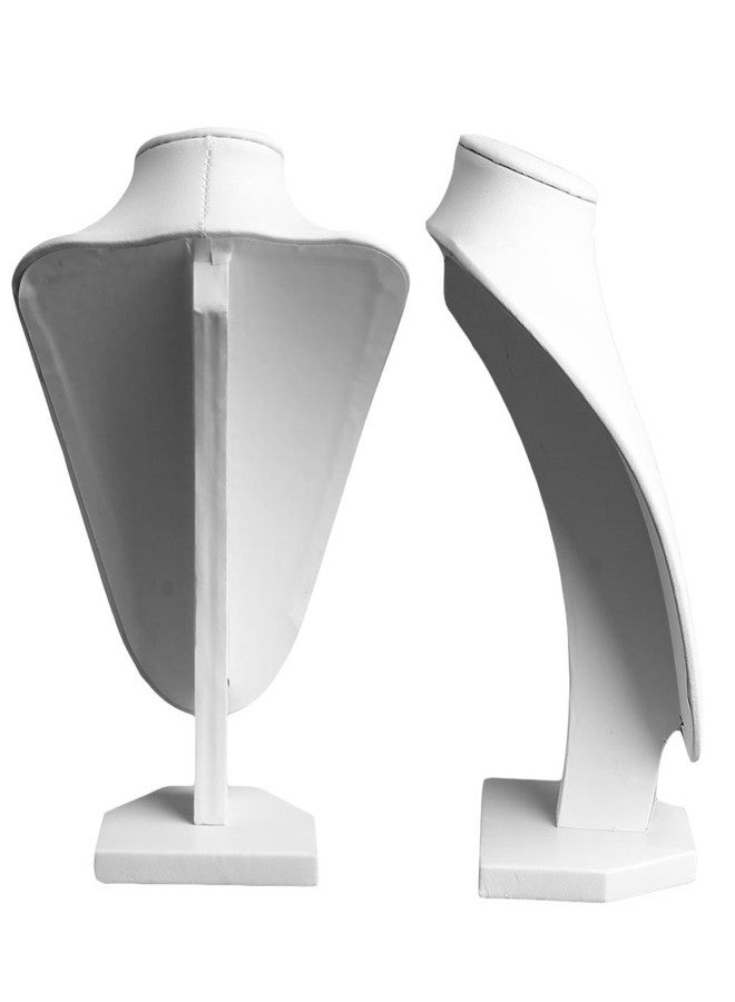 KODASW Necklace Earring Display Stand - White Faux Leather - Modern Table Top Jewelry Stand for Home - Image 3