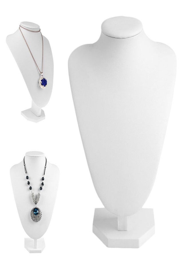 KODASW Necklace Earring Display Stand - White Faux Leather - Modern Table Top Jewelry Stand for Home - Image 2
